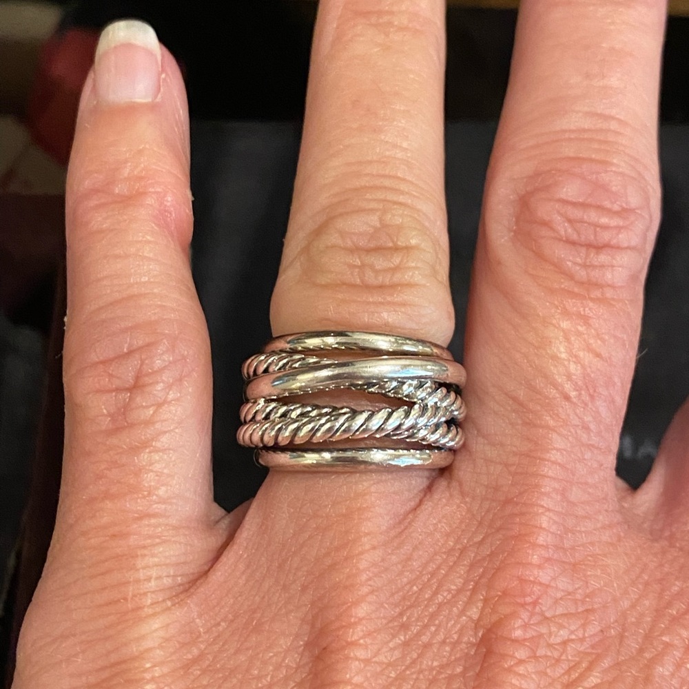 David Yurman Crossover Collection ring.  Sterling Silver, 11 mm, size 6